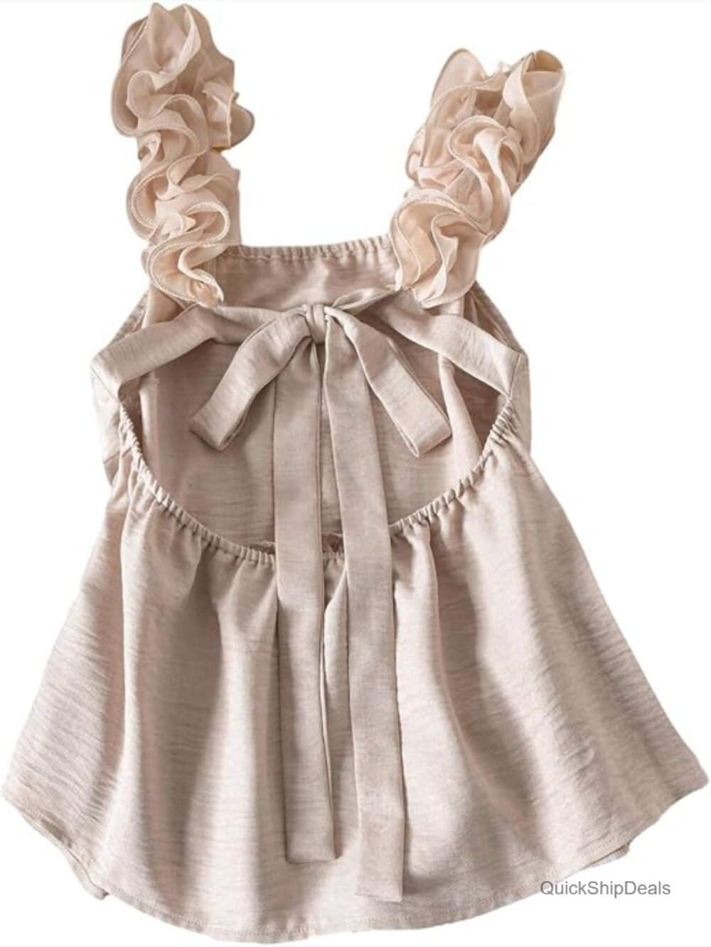 Plus Size Open Back Tank Top with Ruffled Strap Sleeveless Peplum